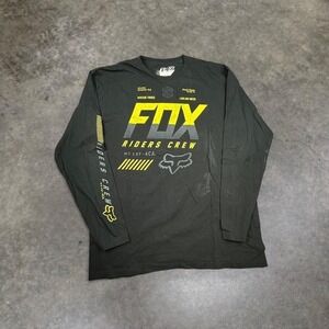 Fox Racing Riders Crew Long Sleeve Shirt L Black Motocross Y2K Vintage